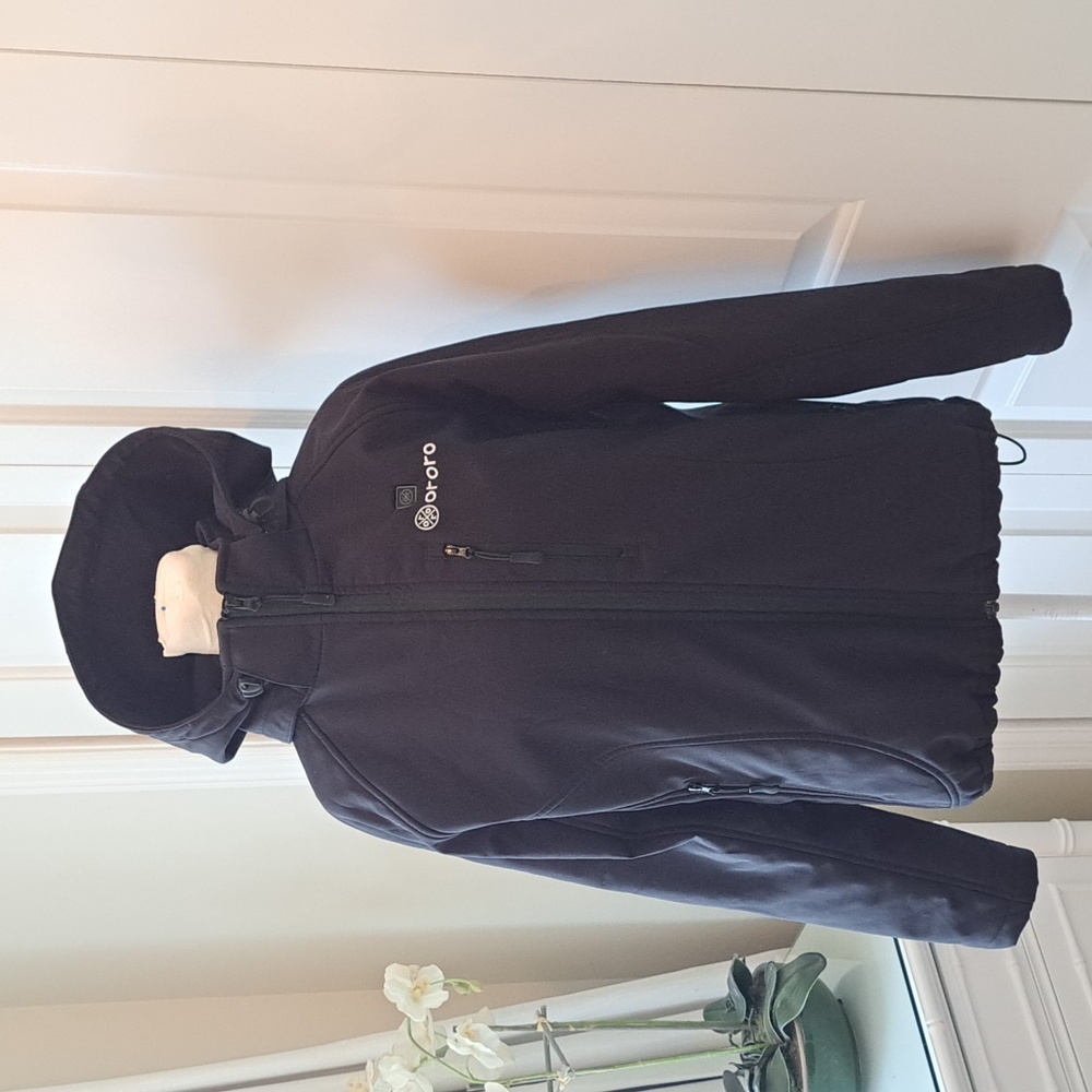 Ororo Mens Classic Black Heated Winter/Ski/Snow Short‎ Hooded Jacket SM
